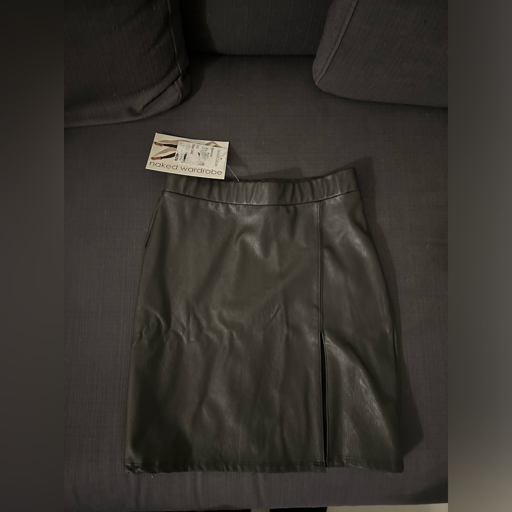 Naked wardrobe mini skirt cut out leather